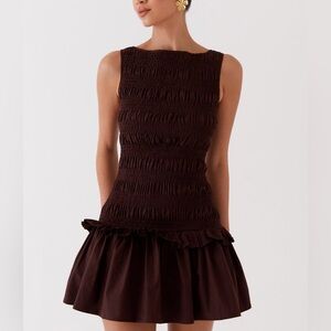 Peppermayo Chocolate Brown Mini Dress